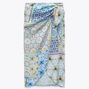 Zara Patchwork Print Pareo Wrap Skirt